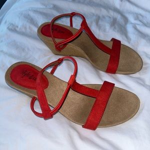 Red Style & Co wedge sandals